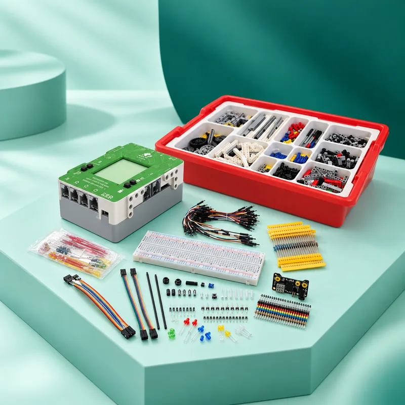 Controlador, componentes electrónicos y conexiones para proyectos de robótica